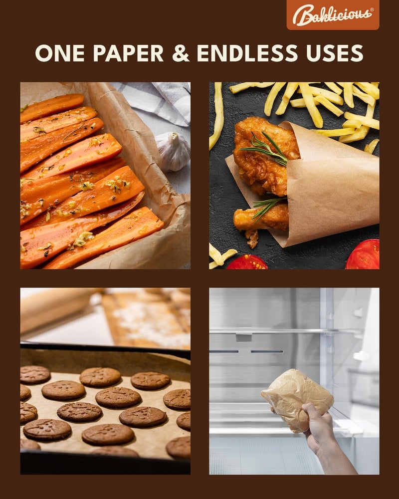 BAKLICIOUS 220 Pcs 9x13 inch Unbleached Parchment Paper Baking Sheets, Baklicious Pre-cut Heavy Duty Parchment Baking Paper for Air Fryer, Oven, Bakeware, Steaming, Cooking Bread, CupCake, Cookies - Image 5